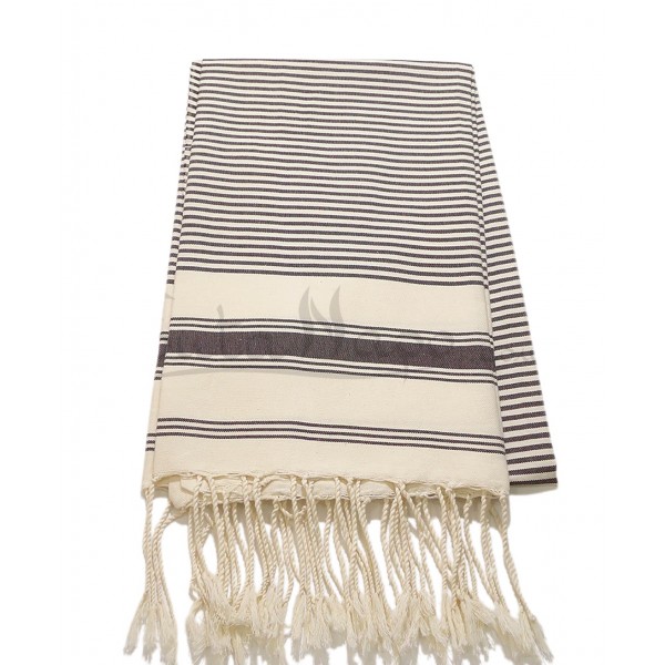 Fouta à rayures Ziwane Noir