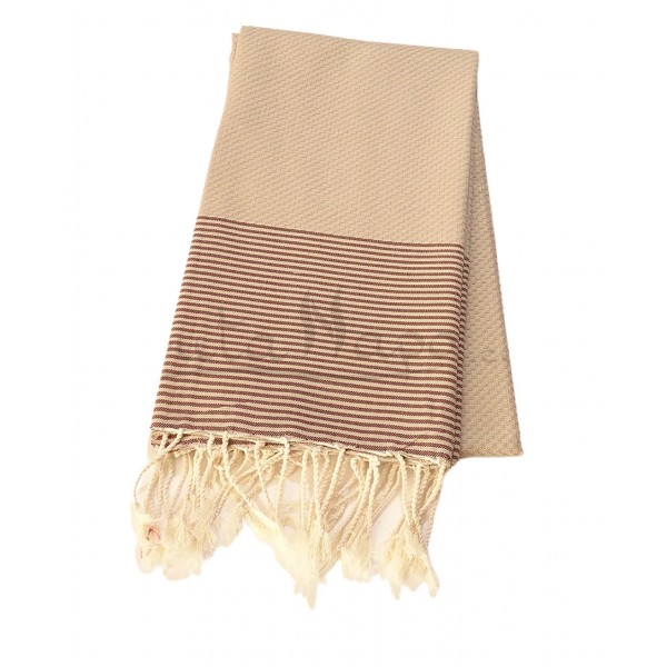 Fouta towel Honeycomb thin stripes Beige & Brown
