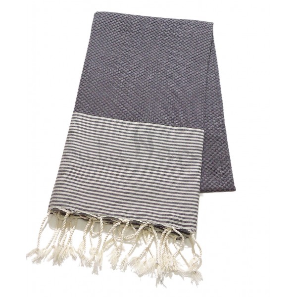 Fouta towel Honeycomb thin stripes Steel & Pearl