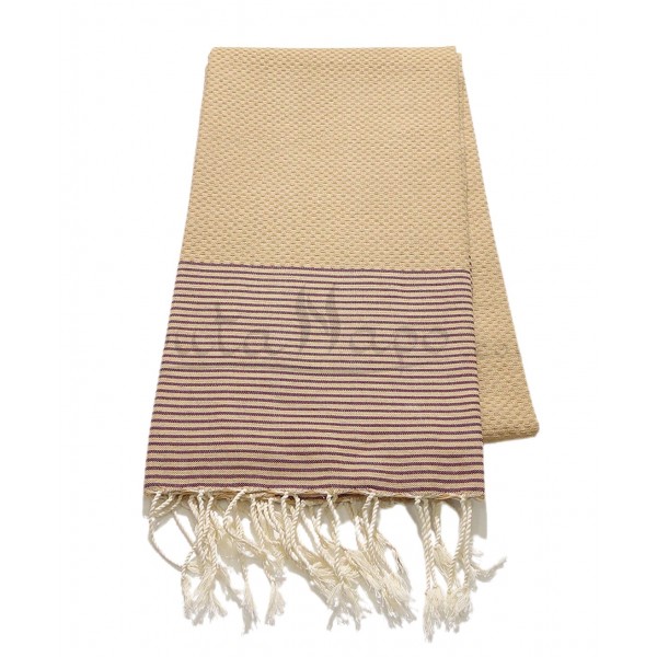 Fouta towel Honeycomb thin stripes Sand & Plum