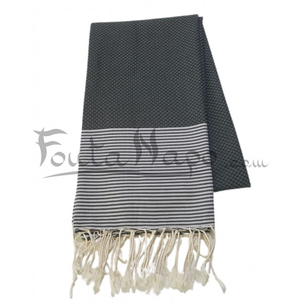 Fouta towel Honeycomb thin stripes Chrome & Grey