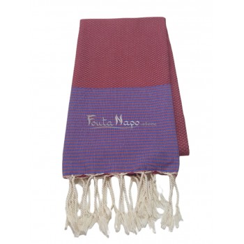 Fouta nid d'abeille à rayures fines Rose antik & Bleu