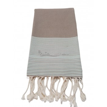 Fouta towel Honeycomb thin stripes Sand & Acqua