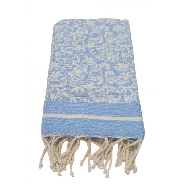The Fouta towel Lily Flower Jacquard weaving Blue Sky