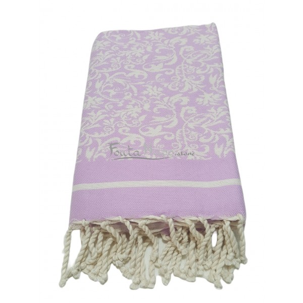 The Fouta towel Lily Flower Jacquard weaving Lilac