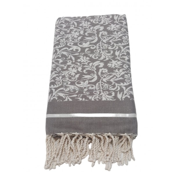 The Fouta towel Lily Flower Jacquard weaving Taupe