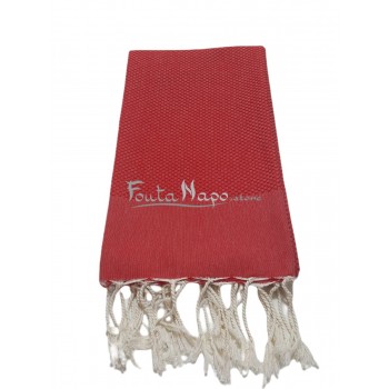 Fouta Nid d'abeille Rouge Coquelicot