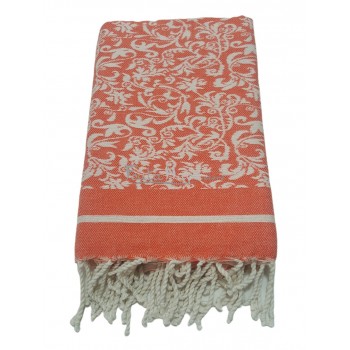 The Fouta towel Lily Flower Jacquard weaving Orange