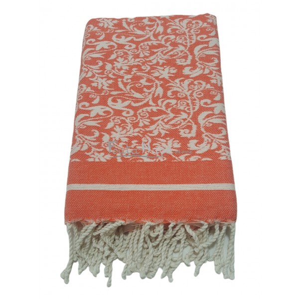 The Fouta towel Lily Flower Jacquard weaving Orange