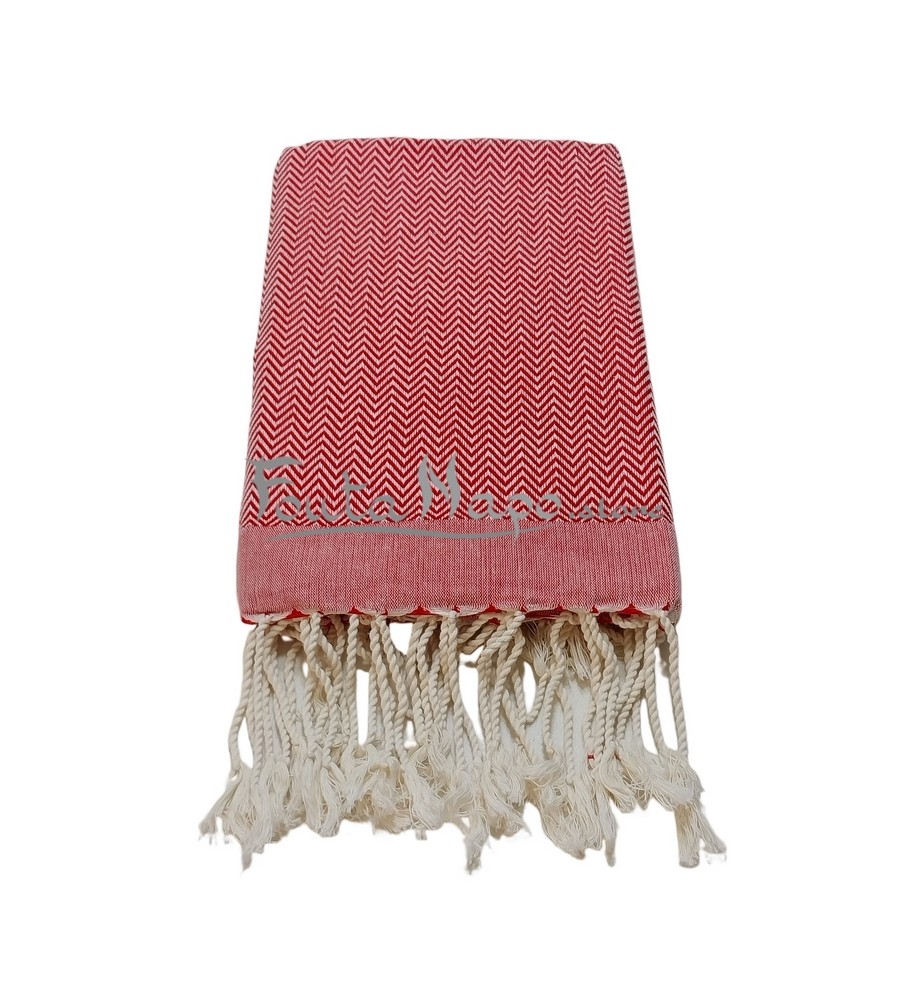 Fouta towel Chevron Zig Zag Red