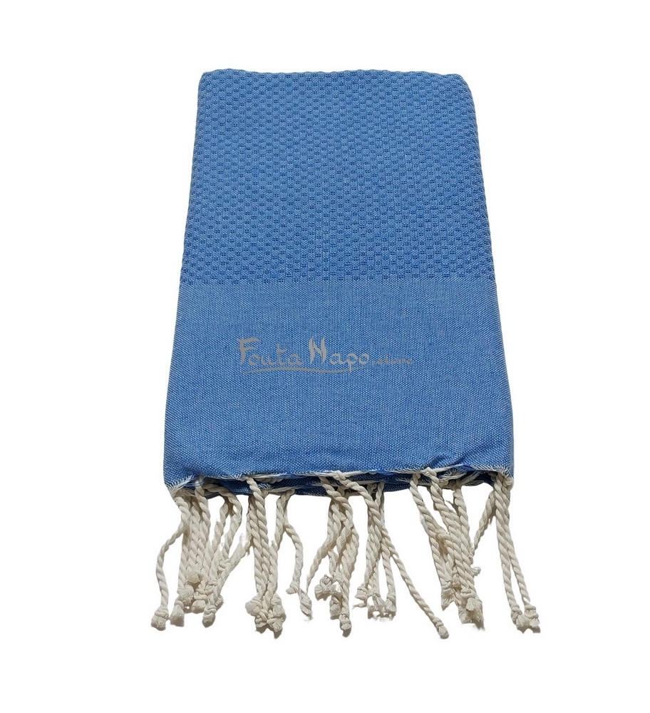 Fouta Nid d'abeille Bleuet