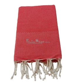 Fouta Nid d'abeille Corail