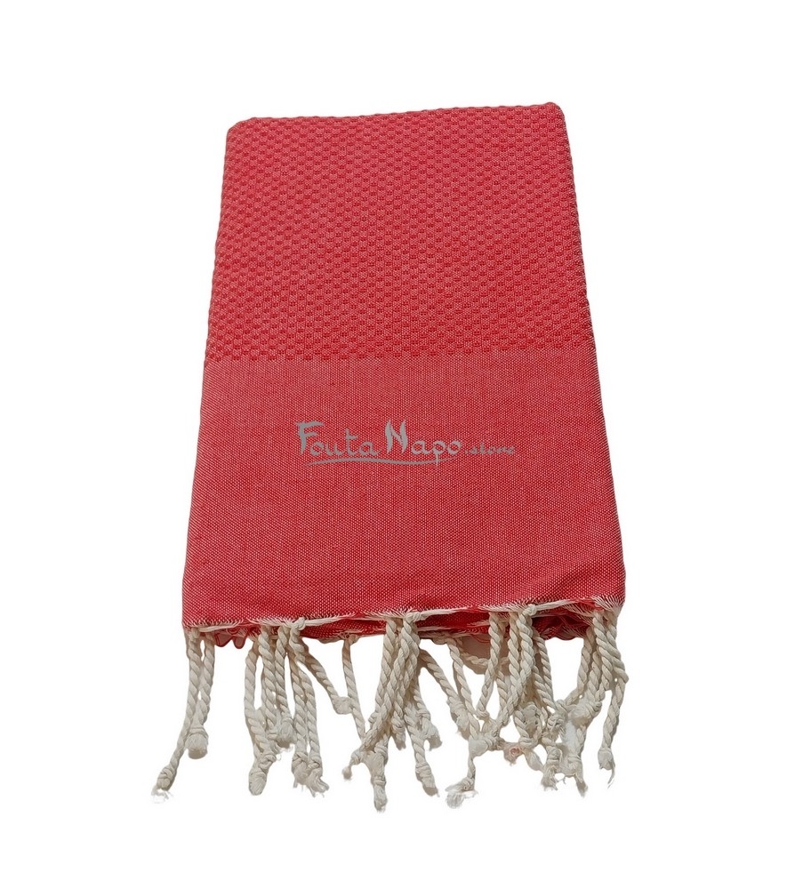 Fouta Nid d'abeille Corail