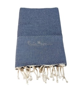 Fouta Nid d'abeille Marine