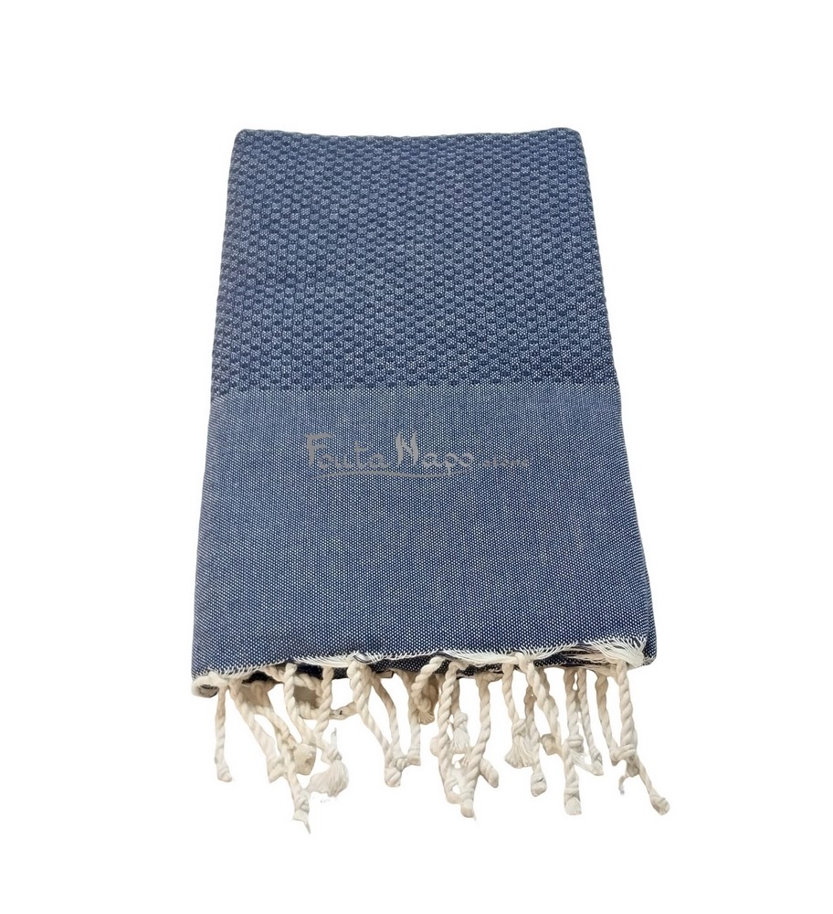 Fouta Nid d'abeille Marine