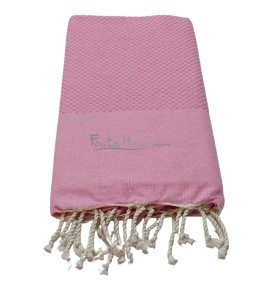 Fouta Nid d'abeille Rose