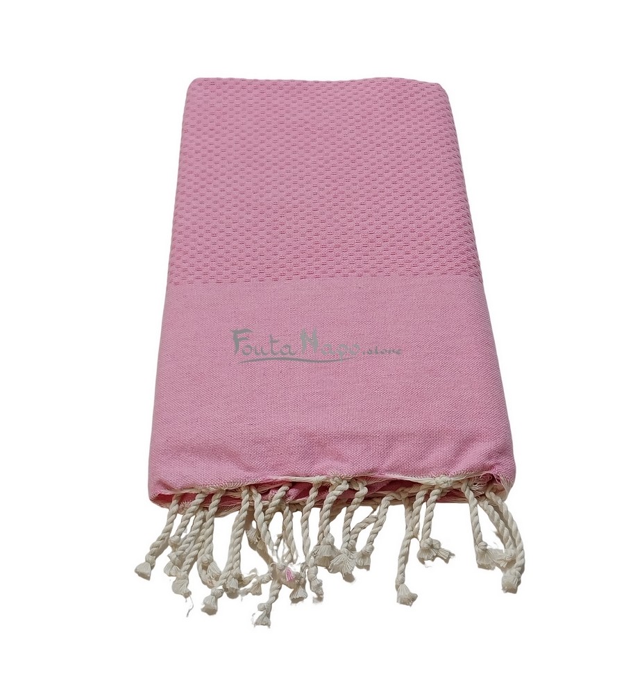 Fouta Nid d'abeille Rose