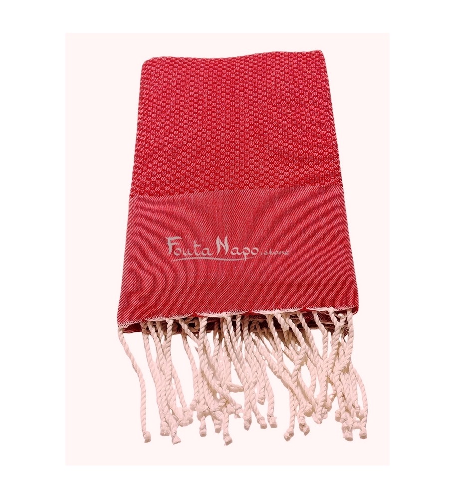 Fouta Nid d'abeille Rouge