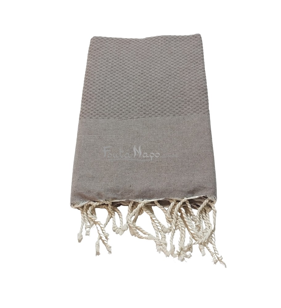 Fouta Nid d'abeille Taupe foncé