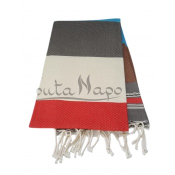 Fouta Nid d'abeille 5 Couleurs Taupe & Turquoise