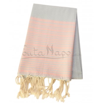 Fouta towel Honeycomb Striped Sky & Pink