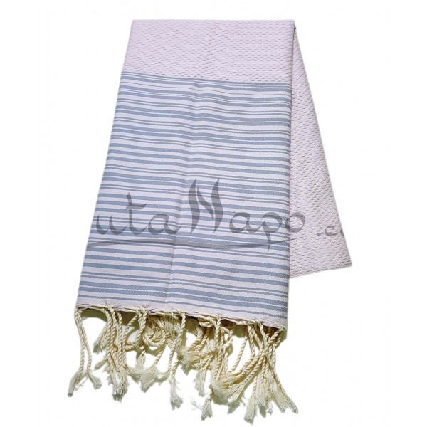 Fouta towel Honeycomb Striped Lilac & Grey