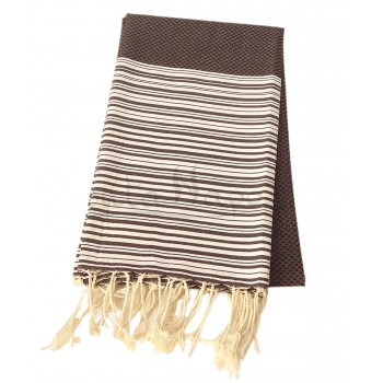 Fouta towel Honeycomb Striped Black & White