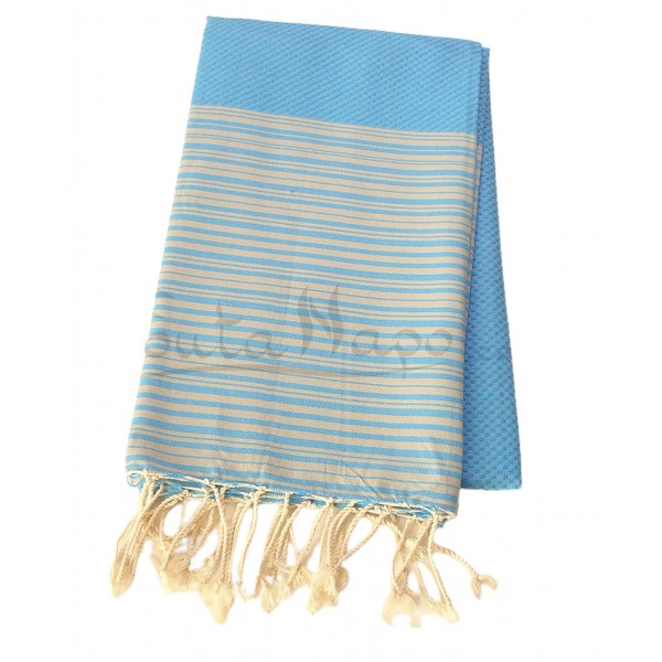 Fouta towel Honeycomb Striped Turquoise & Grey