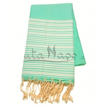 Fouta towel Honeycomb Striped Green & White
