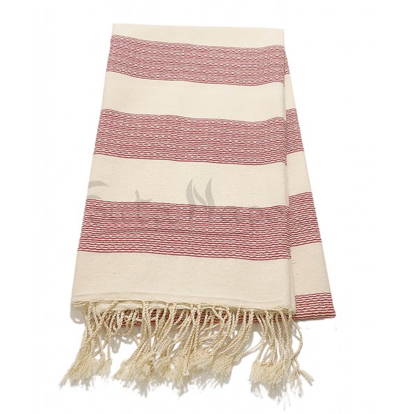 Fouta Towel Tweed weaving Ecru & Red