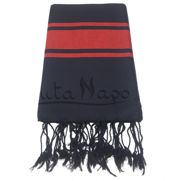Fouta Towel Djampou Classic Black & Red