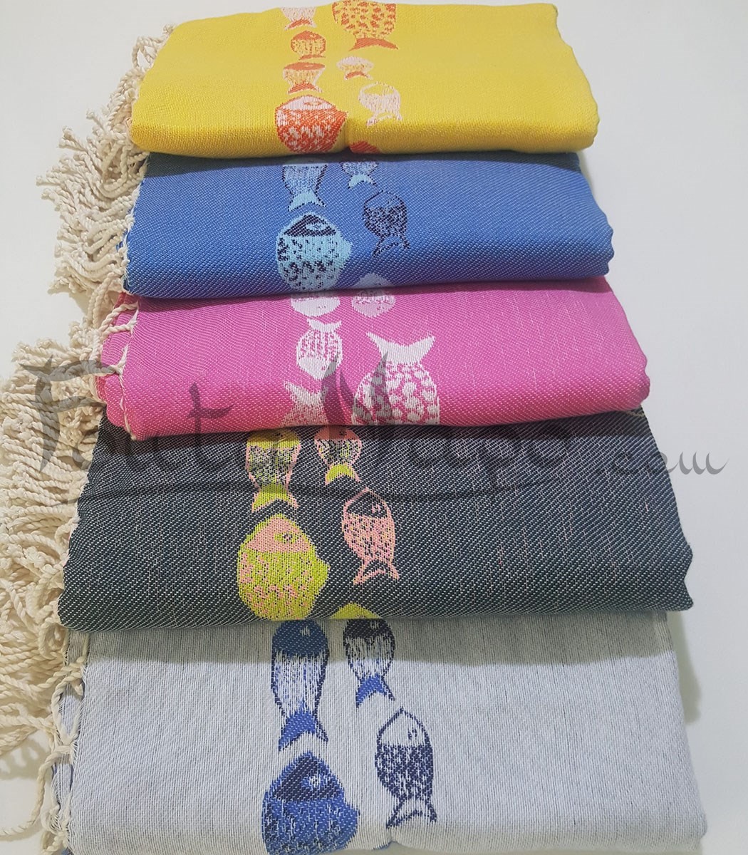 Fouta Towel Jacquard Sea Fish